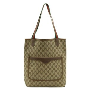 GUCCI Old Gucci GG Plus Sherry Line Tote Bag Shoulder Leather Beige Brown 472...